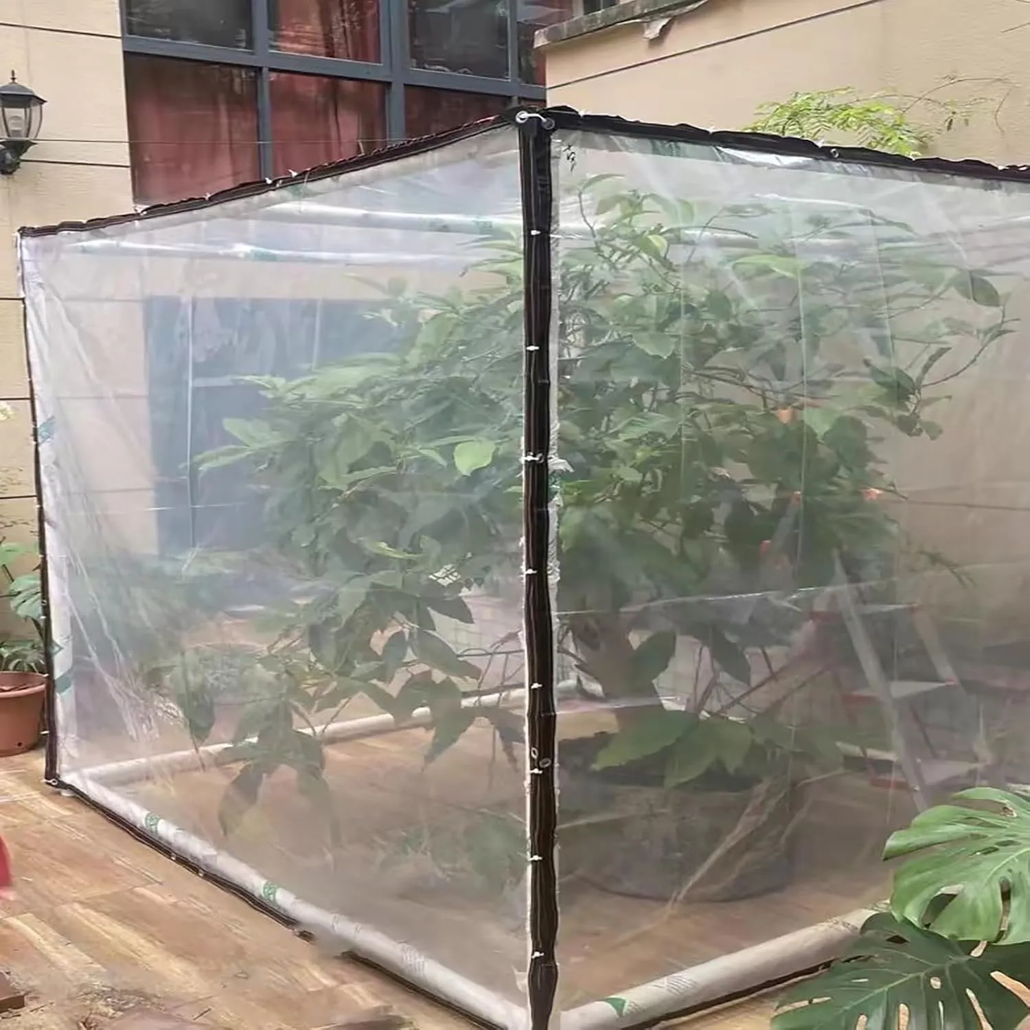 Thickened Tear Resistant Clear Tarps Waterproof Transparent Tarpaulin,for Covering Henhouse Porch Canopy Plant Camping,Plastic Tarpaulins(16x16 ft(5x5m))