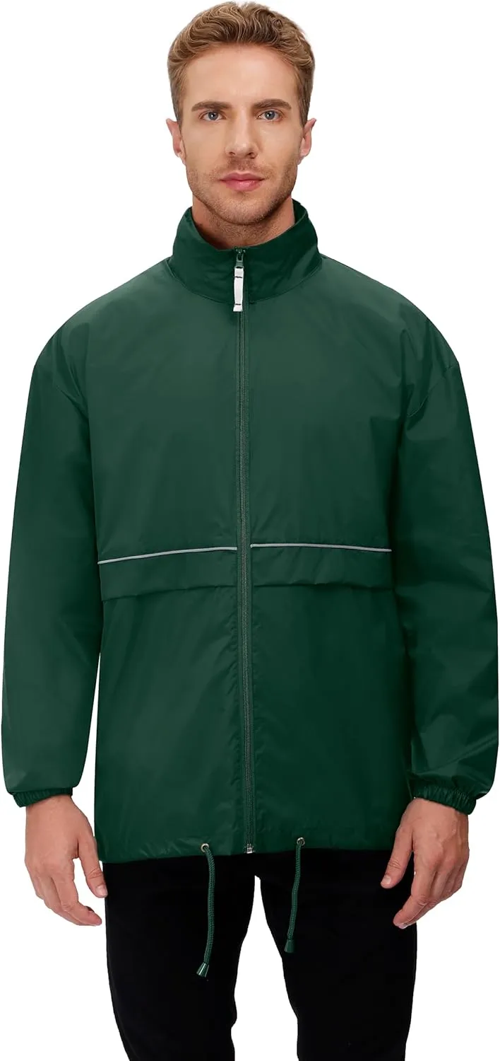 TIHEEN Men's Rain Jacket Cycling Running Jackets Waterproof Raincoat with Hood Windbreaker Hiking Jacket Rain Coat