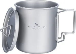 Titanium Cup Portable Camping Picnic Water Cup with Lid Outdoor Ultralight Camping Drinking Cup Mug Picnic Cutlery Cookware Ti3025d