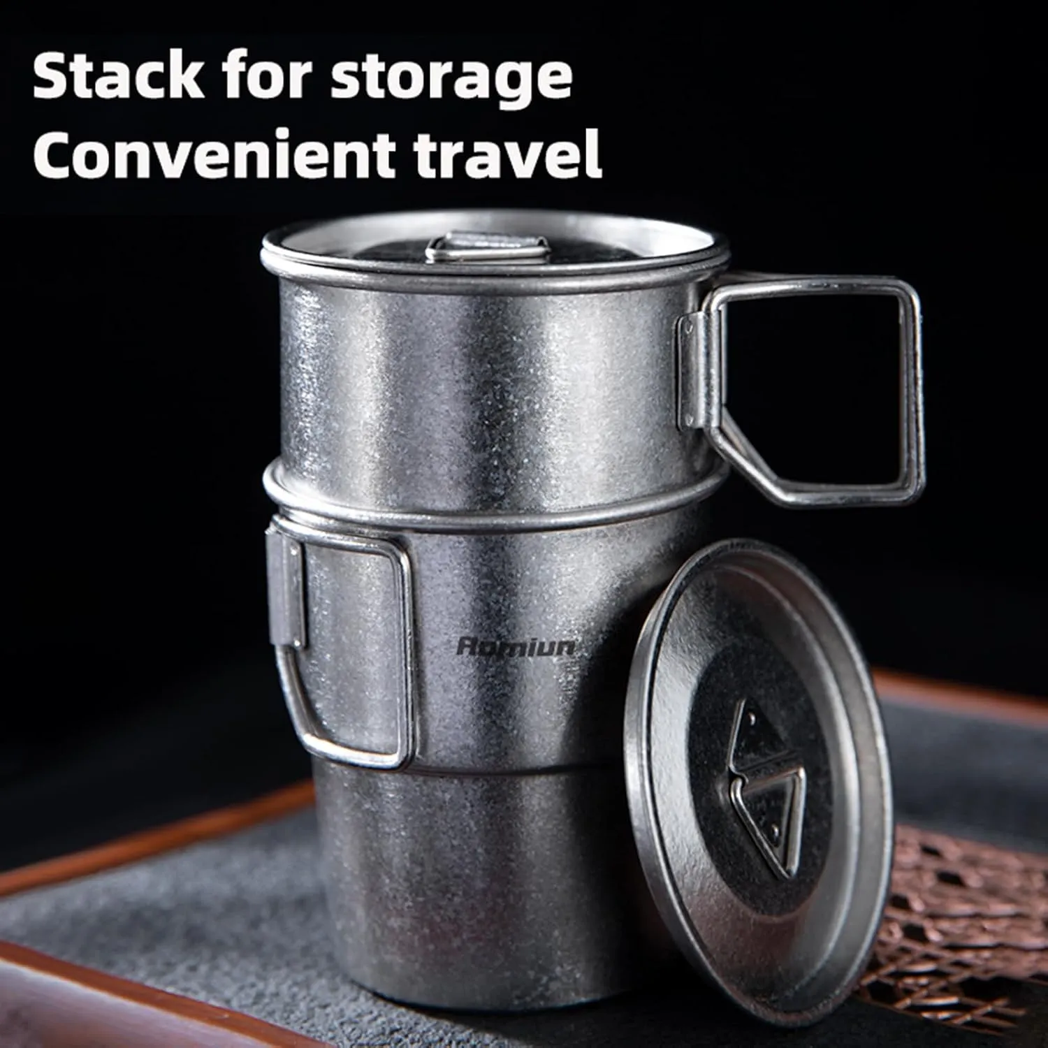 Titanium Mug, 300ml 10oz Camping Coffee Cup with Foldable Handle, Lightweight Camp Mug Water Cup Portable Camping Titanium Cup for Outdoor Backpacking Hiking Travelling Picnic