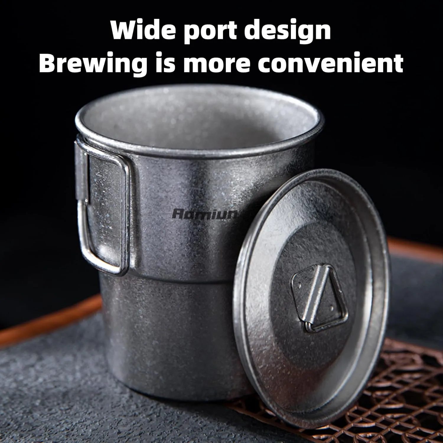 Titanium Mug, 300ml 10oz Camping Coffee Cup with Foldable Handle, Lightweight Camp Mug Water Cup Portable Camping Titanium Cup for Outdoor Backpacking Hiking Travelling Picnic