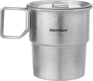 Titanium Mug, 300ml 10oz Camping Coffee Cup with Foldable Handle, Lightweight Camp Mug Water Cup Portable Camping Titanium Cup for Outdoor Backpacking Hiking Travelling Picnic