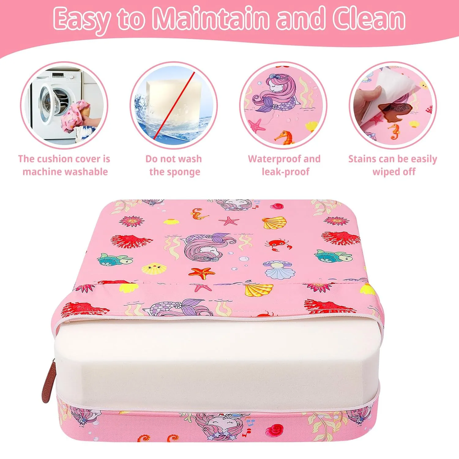 Toddler Booster Seat for Kitchen Chair, Non-Slip Kids Dining Table Booster Seat with Adjustable Safer Straps, Portable Baby Eating Travel Camping Increasing Cushion