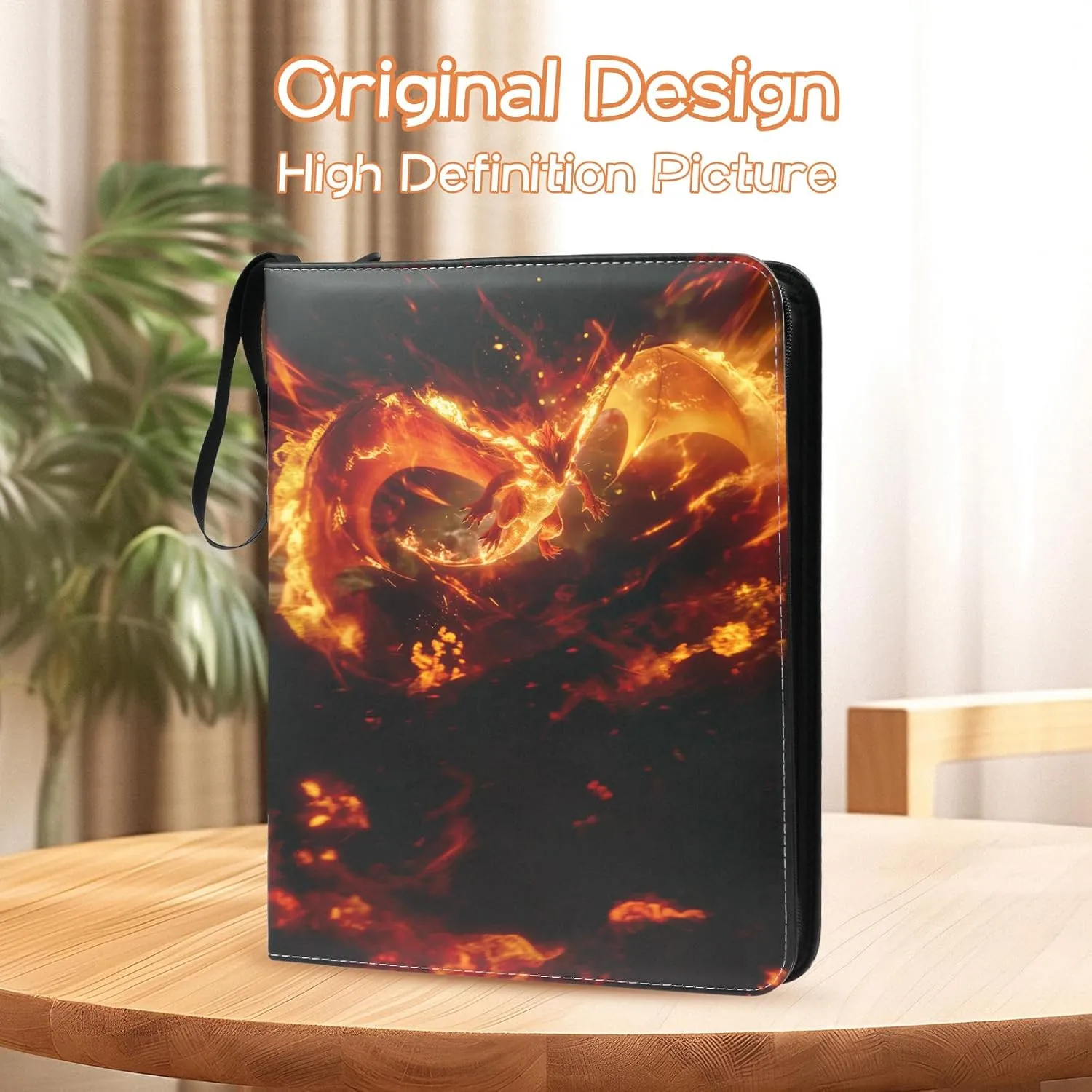Trading Card Binder 4 Pocket, Collectible Trading Card Albums Fits 400 Cards with 50 Removable Sleeves,Waterproof Card Holder Album for TCG, MTG, Sports Cards(Dragon Mega Evolution, 400P)