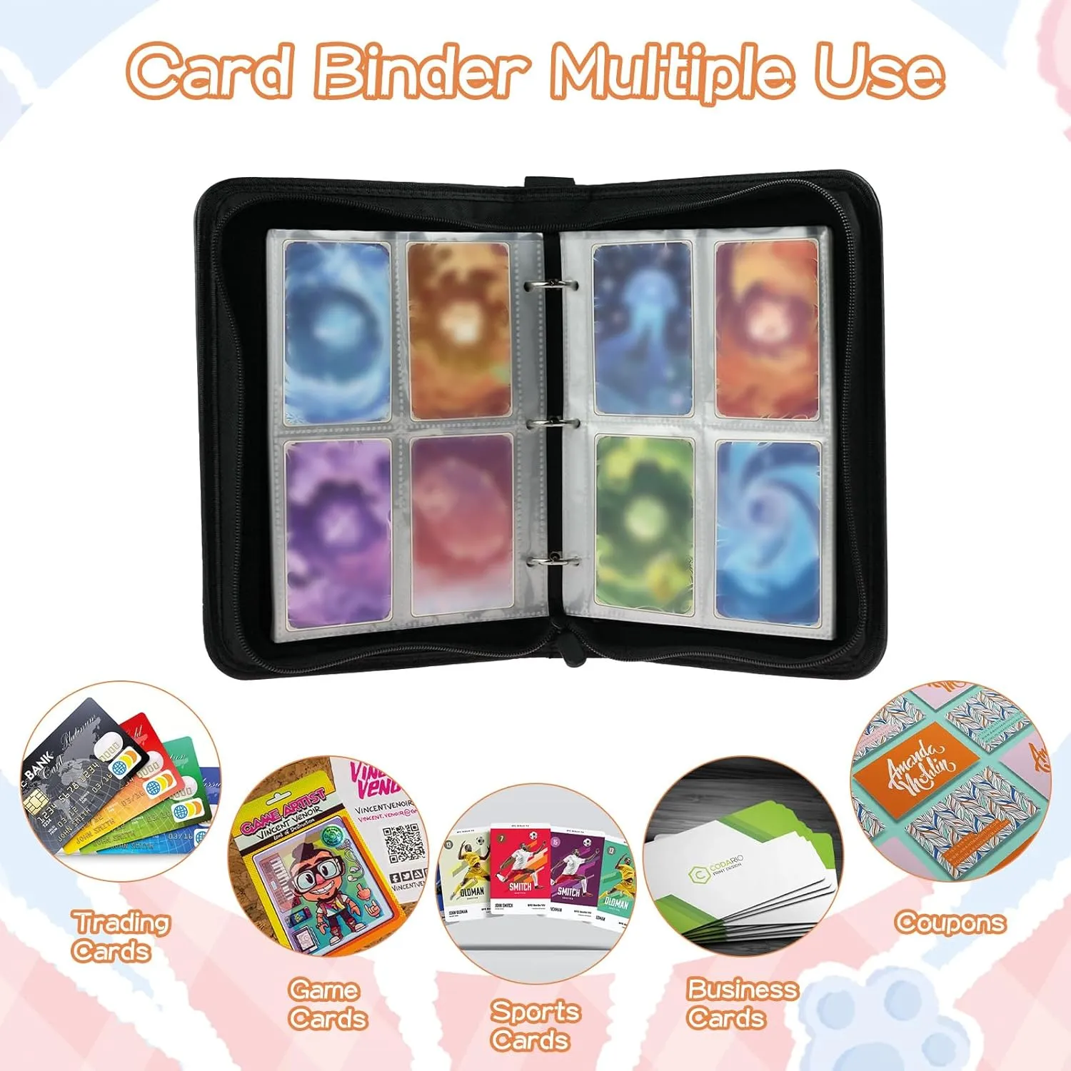 Trading Card Binder 4 Pocket, Collectible Trading Card Albums Fits 400 Cards with 50 Removable Sleeves,Waterproof Card Holder Album for TCG, MTG, Sports Cards(Dragon Mega Evolution, 400P)