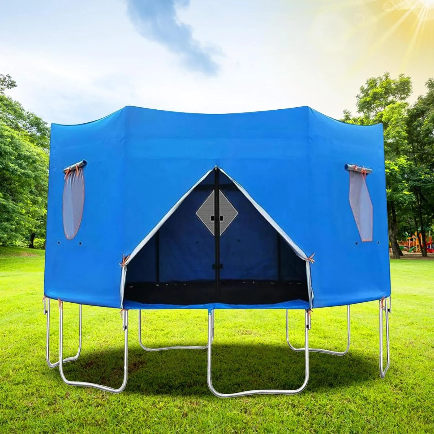 Trampoline Tent, 8FT/10FT/12FT Oxford Cloth Trampoline Tent Cover with Window, Waterproof Trampolines Canopy, Sunshade for 6 Straight Pole Round Trampolines