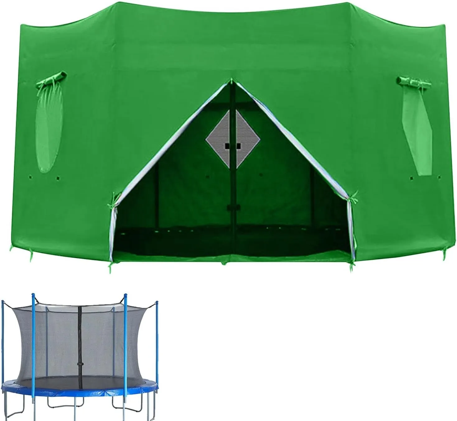 Trampoline Tent Trampoline Shade Cover, 6/8/10/12/14 FT Outdoor Trampoline Protective Cover, Trampoline Tent Cover (Fit for 6 Straight Pole Trampoline, Tent Only), Green