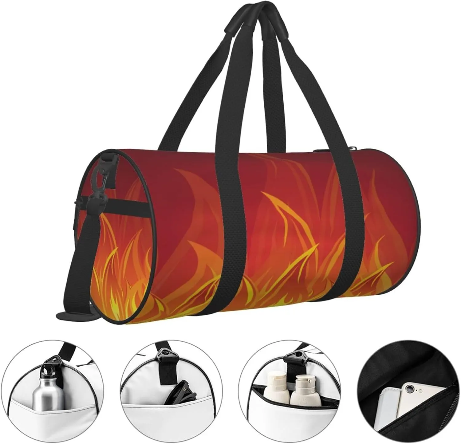 Travel Duffle Bag for Men Women, Fire Duffle Bags for Sport Gym Overnight Luggage