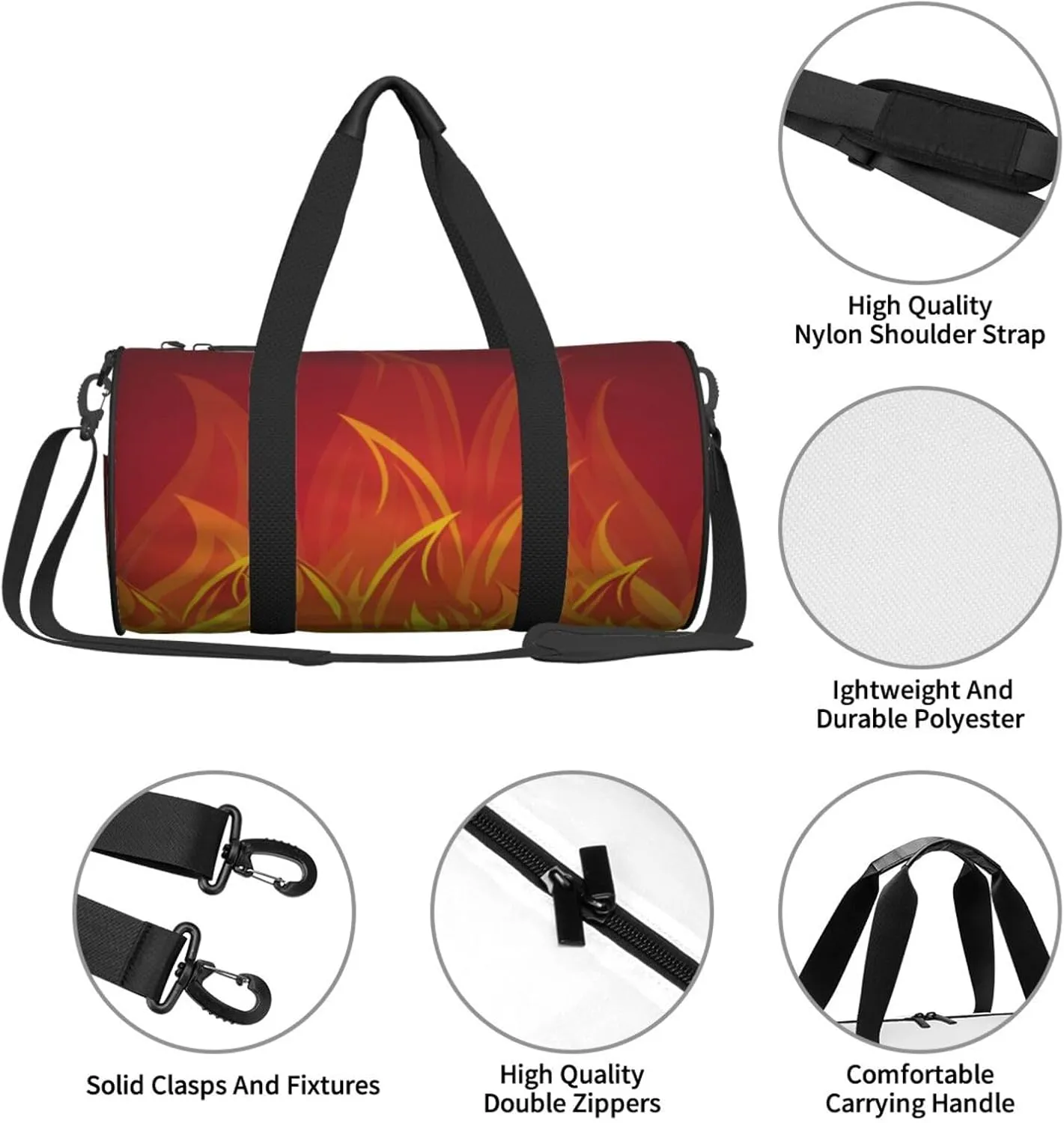 Travel Duffle Bag for Men Women, Fire Duffle Bags for Sport Gym Overnight Luggage
