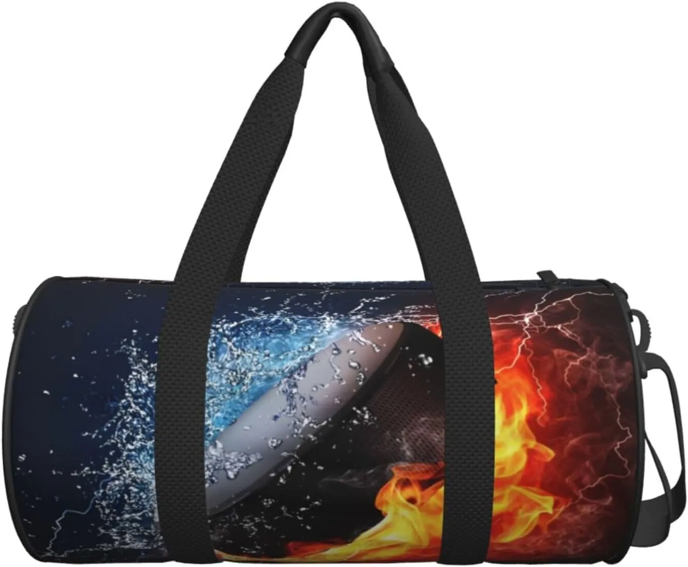 Travel Duffle Bag for Men Women, Ice Hockey Puck Fire Duffle Bags for Sport Gym Overnight Luggage