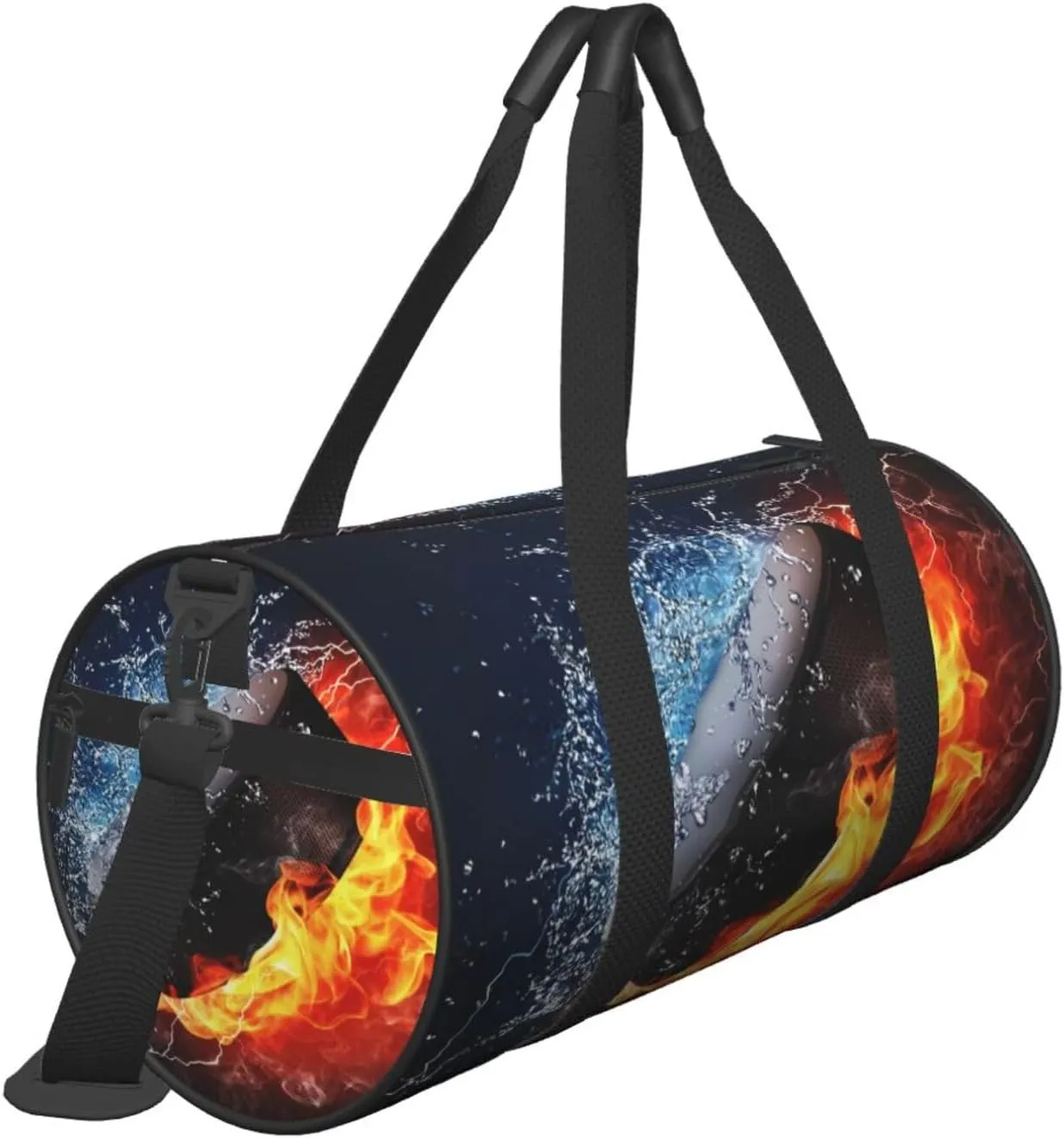 Travel Duffle Bag for Men Women, Ice Hockey Puck Fire Duffle Bags for Sport Gym Overnight Luggage