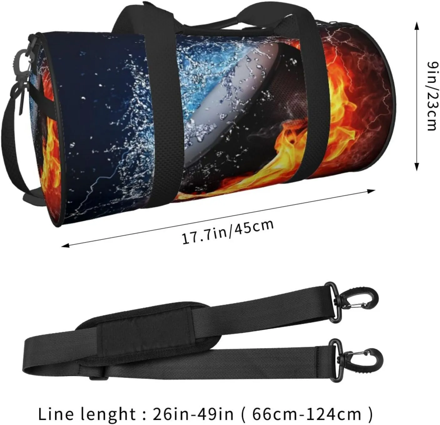 Travel Duffle Bag for Men Women, Ice Hockey Puck Fire Duffle Bags for Sport Gym Overnight Luggage