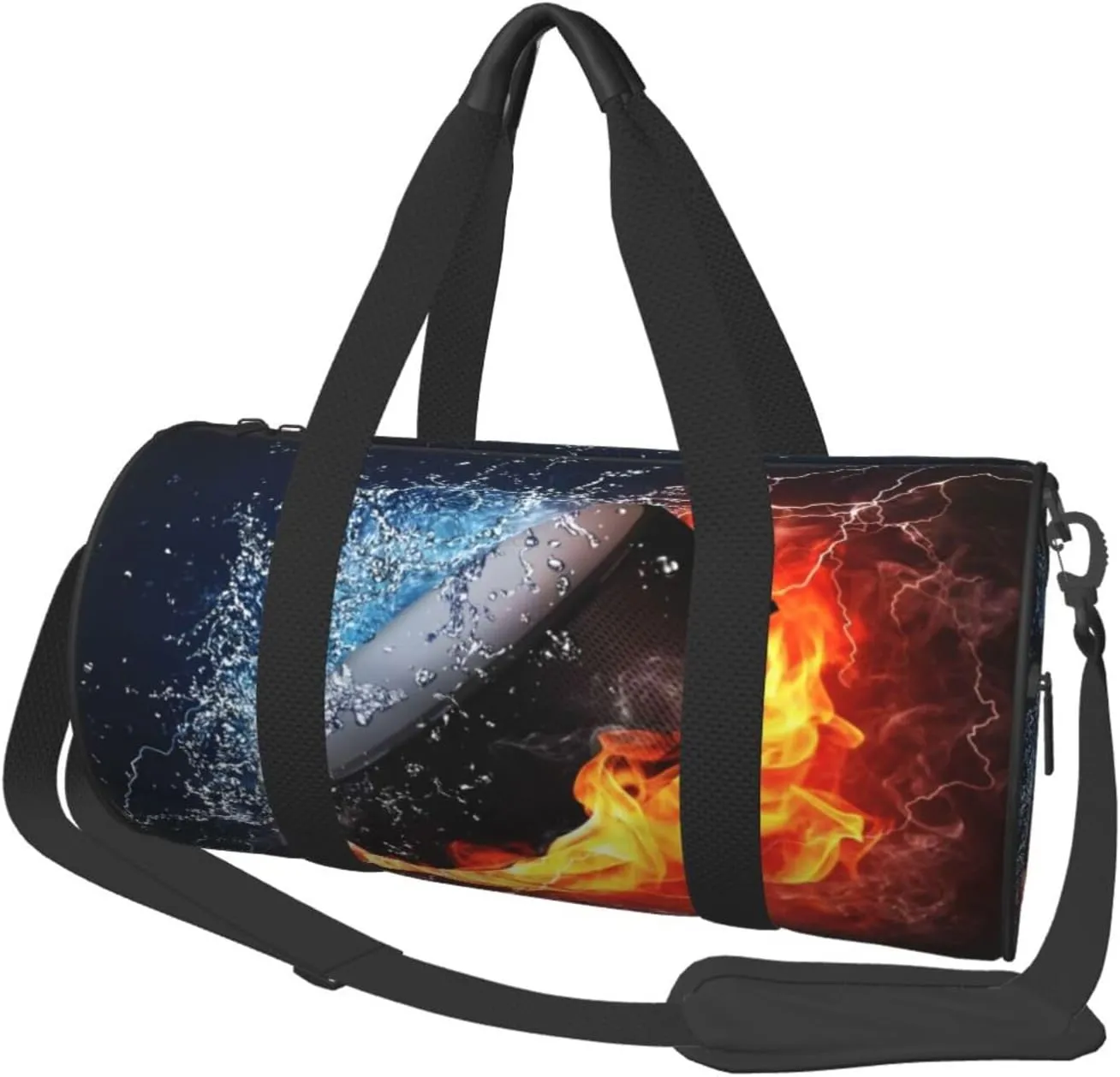 Travel Duffle Bag for Men Women, Ice Hockey Puck Fire Duffle Bags for Sport Gym Overnight Luggage