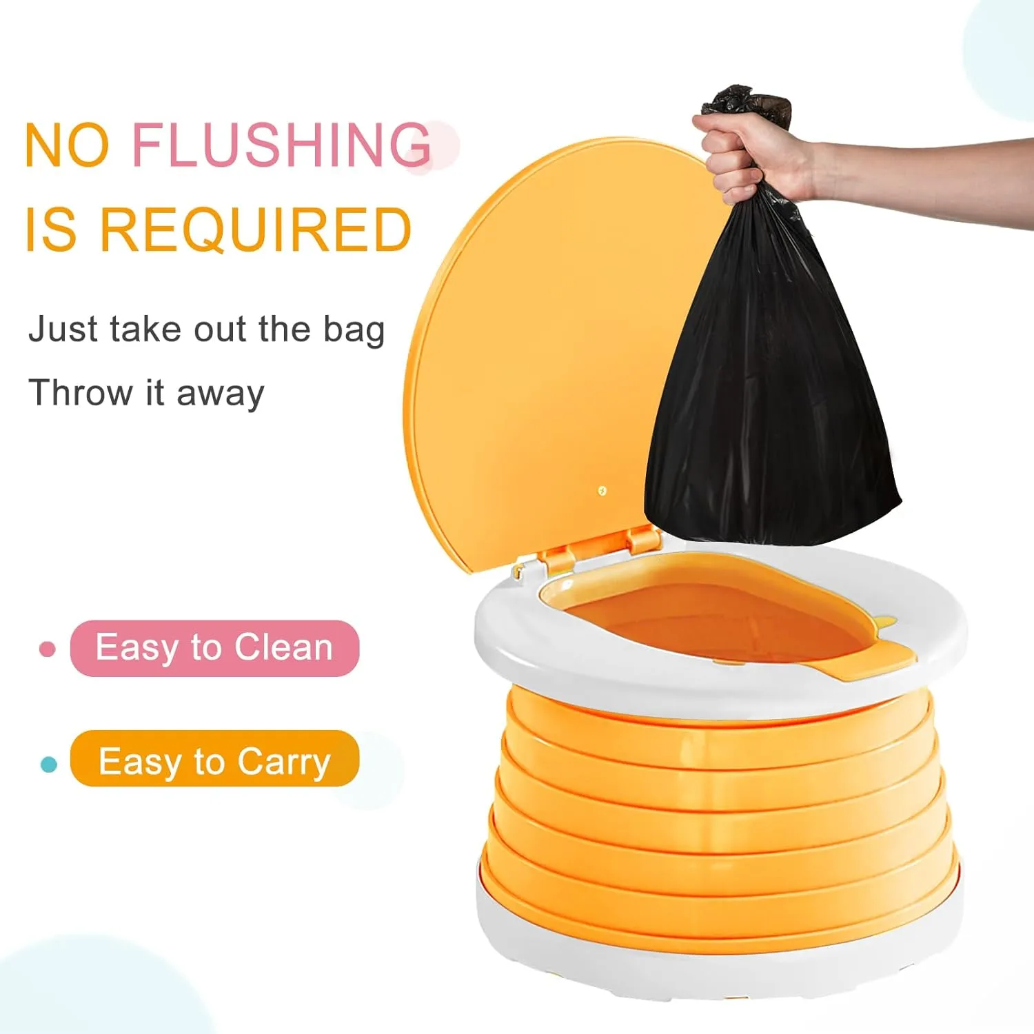 Travel Potty for Toddler,Kids Potty Training Toilet Portable and Foldable Toilet, Apply to Seat Emergency Toilet for Car,Camping,Outdoor,Indoor with 3 Rolls Bag (Orange)