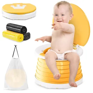 Travel Potty for Toddler,Kids Potty Training Toilet Portable and Foldable Toilet, Apply to Seat Emergency Toilet for Car,Camping,Outdoor,Indoor with 3 Rolls Bag (Orange)