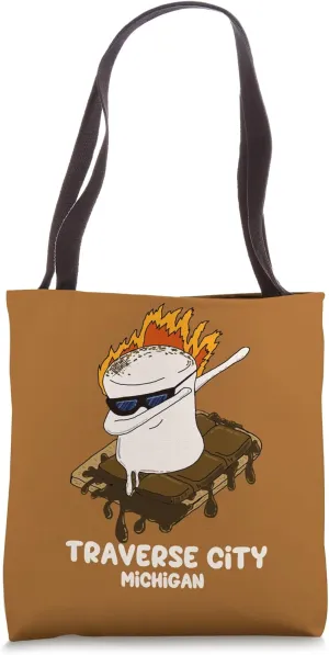 Traverse City Michigan Smores Camping Vacation Souvenir Tote Bag