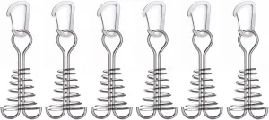TRIWONDER 6pcs Deck Plank Board Tent Stakes Aluminum Spring Anchor Fishbone Guyline Cord Adjuster Tent Pegs with Carabiners for Outdoor Camping Hiking