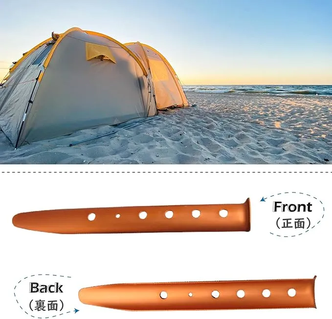 TRIWONDER 6X Snow and Sand Tent Stakes Pegs - Aluminum U-Shaped Tent Pegs Tent Nails Lightweight for Camping Hiking Backpacking