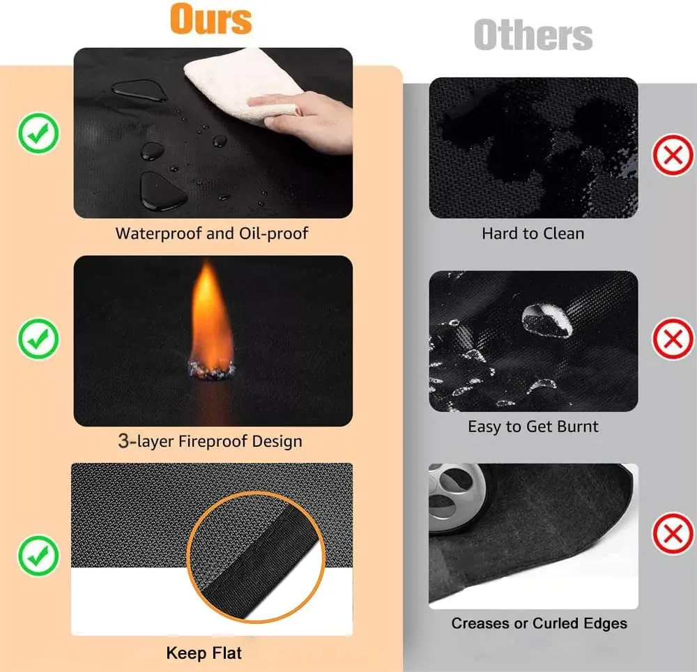 UBeesize Thickened 60x36 inch Under Grill Mat for Outdoor Grill, Fireproof Mat for Lawn, Smokers, Gas Grills, Deck and Patio, Fireplace Mat Fire Pit Mat,Oil-Proof Waterproof Non-Slip BBQ Protector