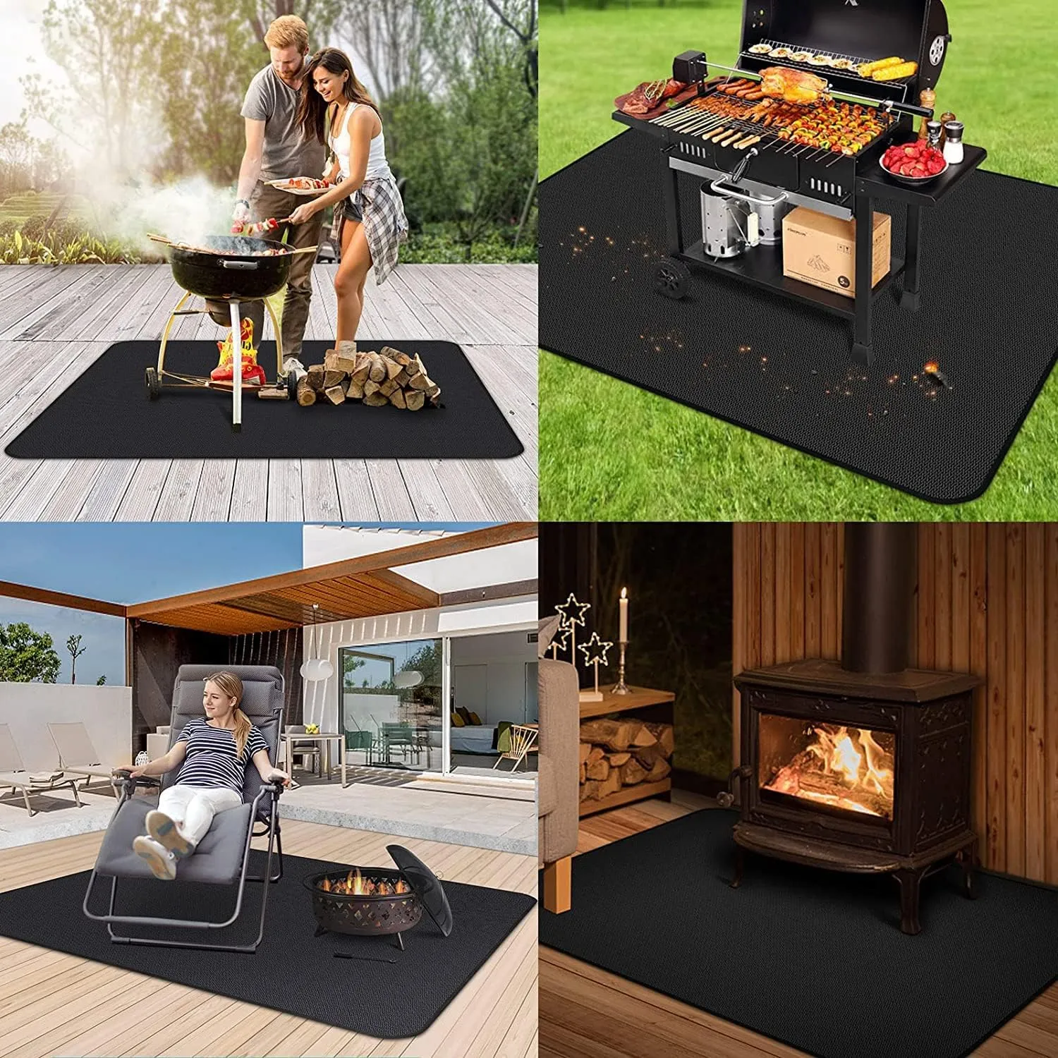 UBeesize Thickened 60x36 inch Under Grill Mat for Outdoor Grill, Fireproof Mat for Lawn, Smokers, Gas Grills, Deck and Patio, Fireplace Mat Fire Pit Mat,Oil-Proof Waterproof Non-Slip BBQ Protector