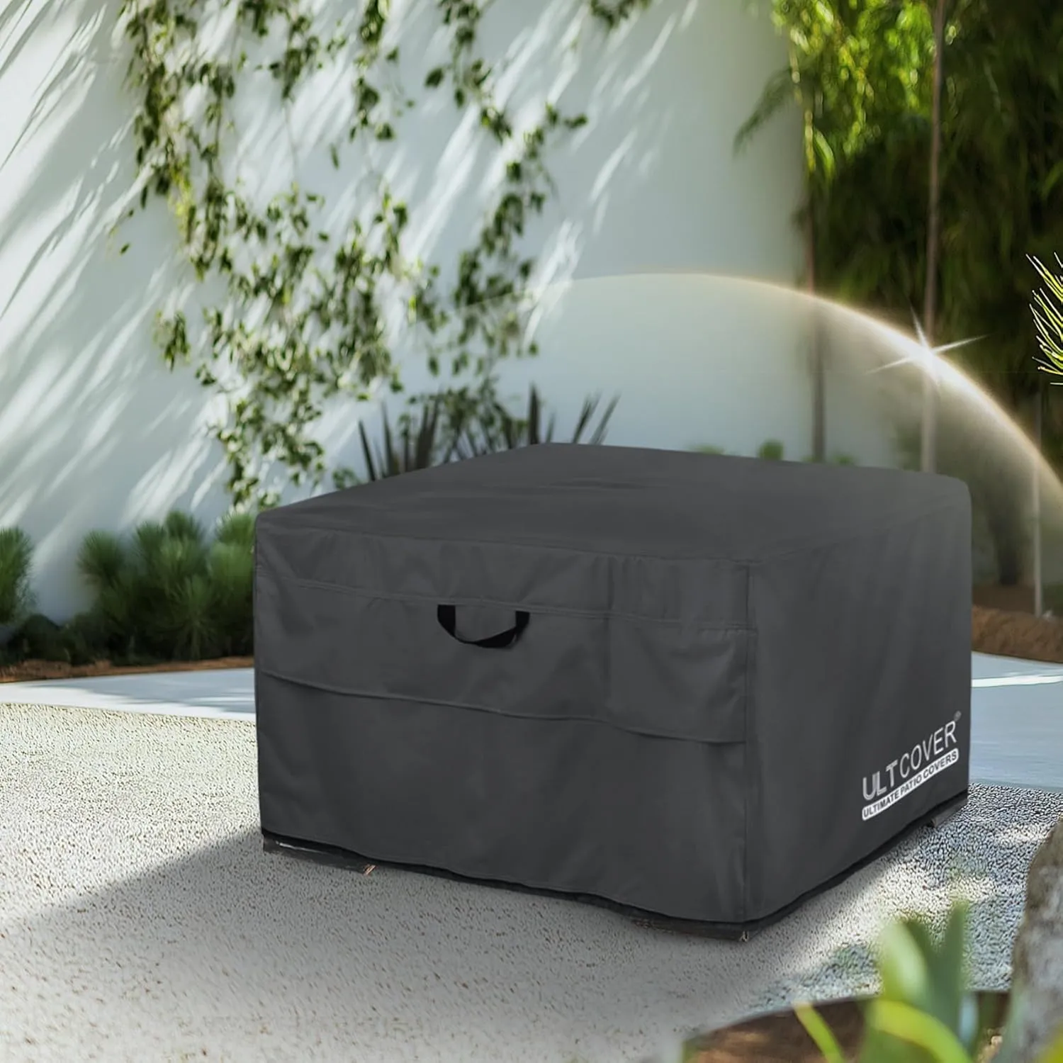 ULTCOVER Patio Fire Pit Table Cover Square 36 inch Outdoor Waterproof Fire Bowl Cover, Black