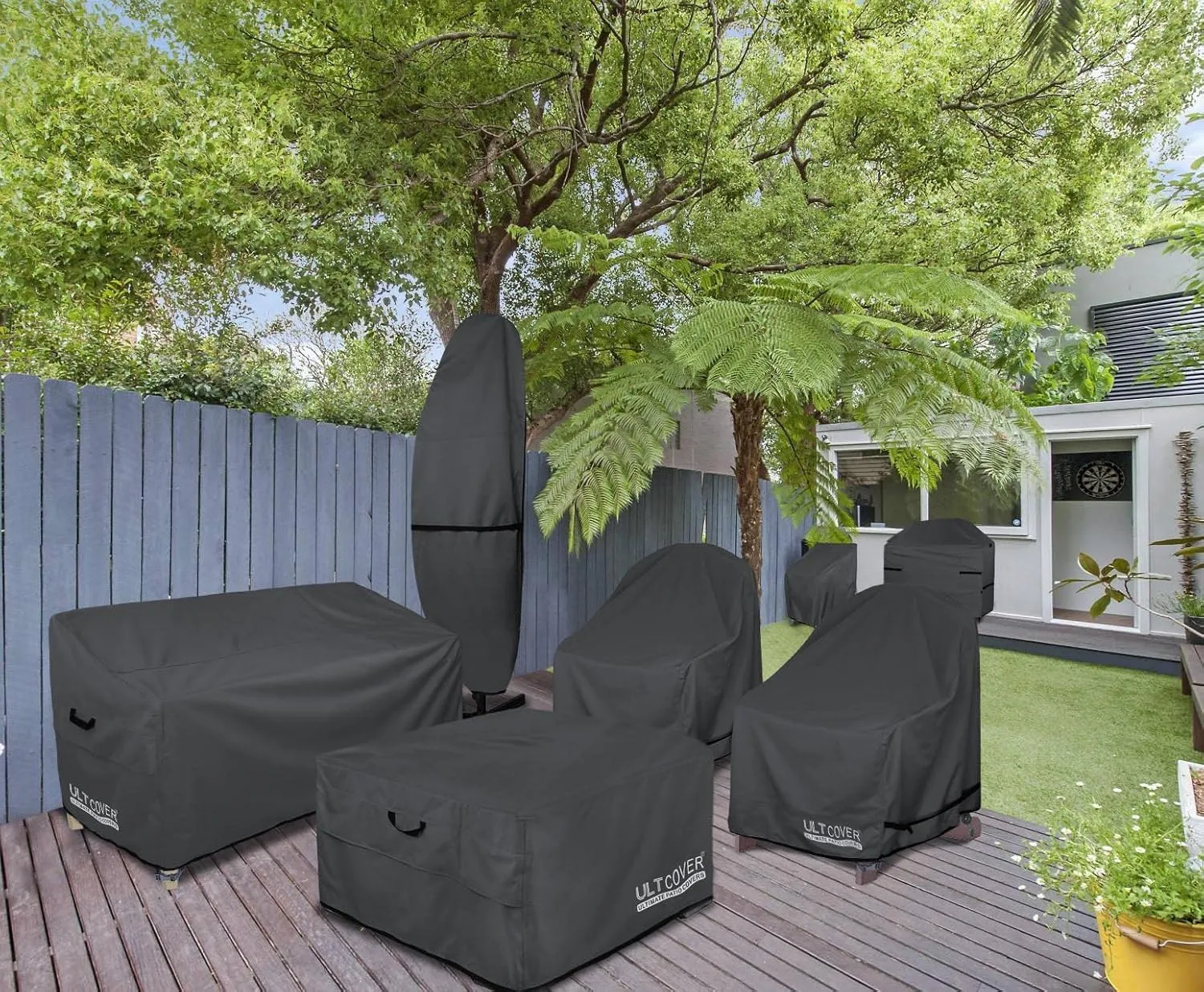 ULTCOVER Patio Fire Pit Table Cover Square 36 inch Outdoor Waterproof Fire Bowl Cover, Black