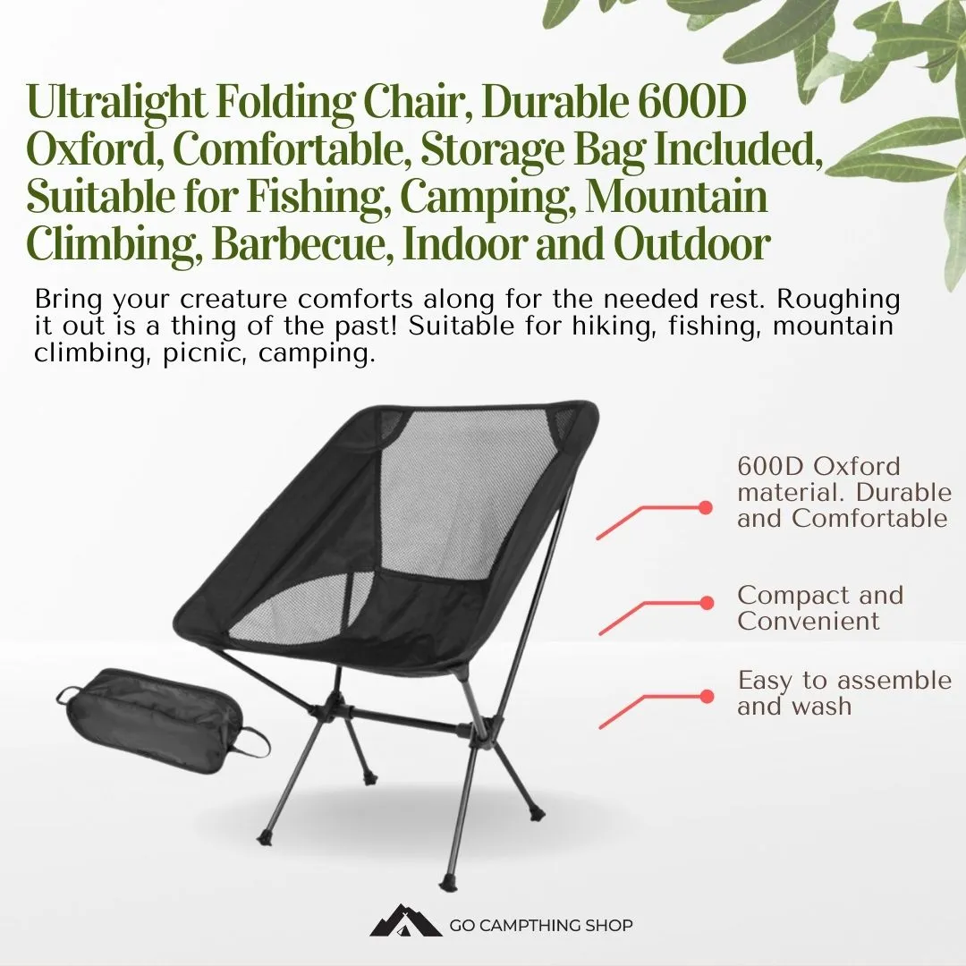 Ultralight Folding Chair Durable 600D Oxford for Fishing Camping Barbecue Outdoor