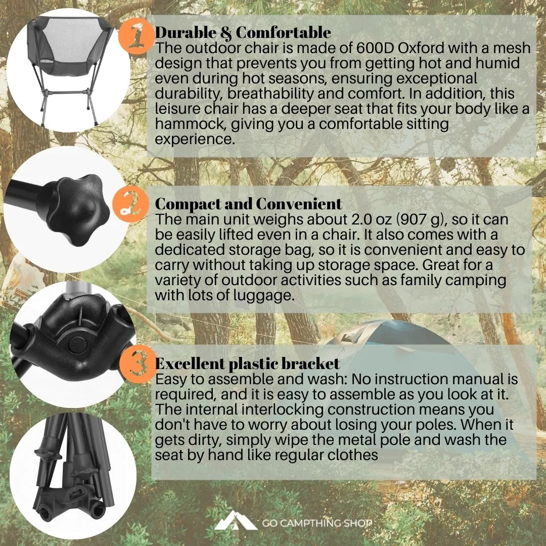 Ultralight Folding Chair Durable 600D Oxford for Fishing Camping Barbecue Outdoor
