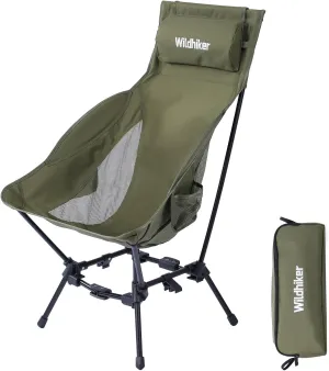 Ultralight High Back Camping Chair,Portable Folding(Large Capacity,Heavy Duty,Green-Square Frame)