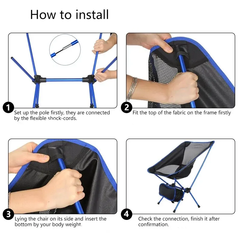 Ultralight Portable Folding Chair:  Perfect for Camping, Beach, Hiking, Picnic, and Fishing