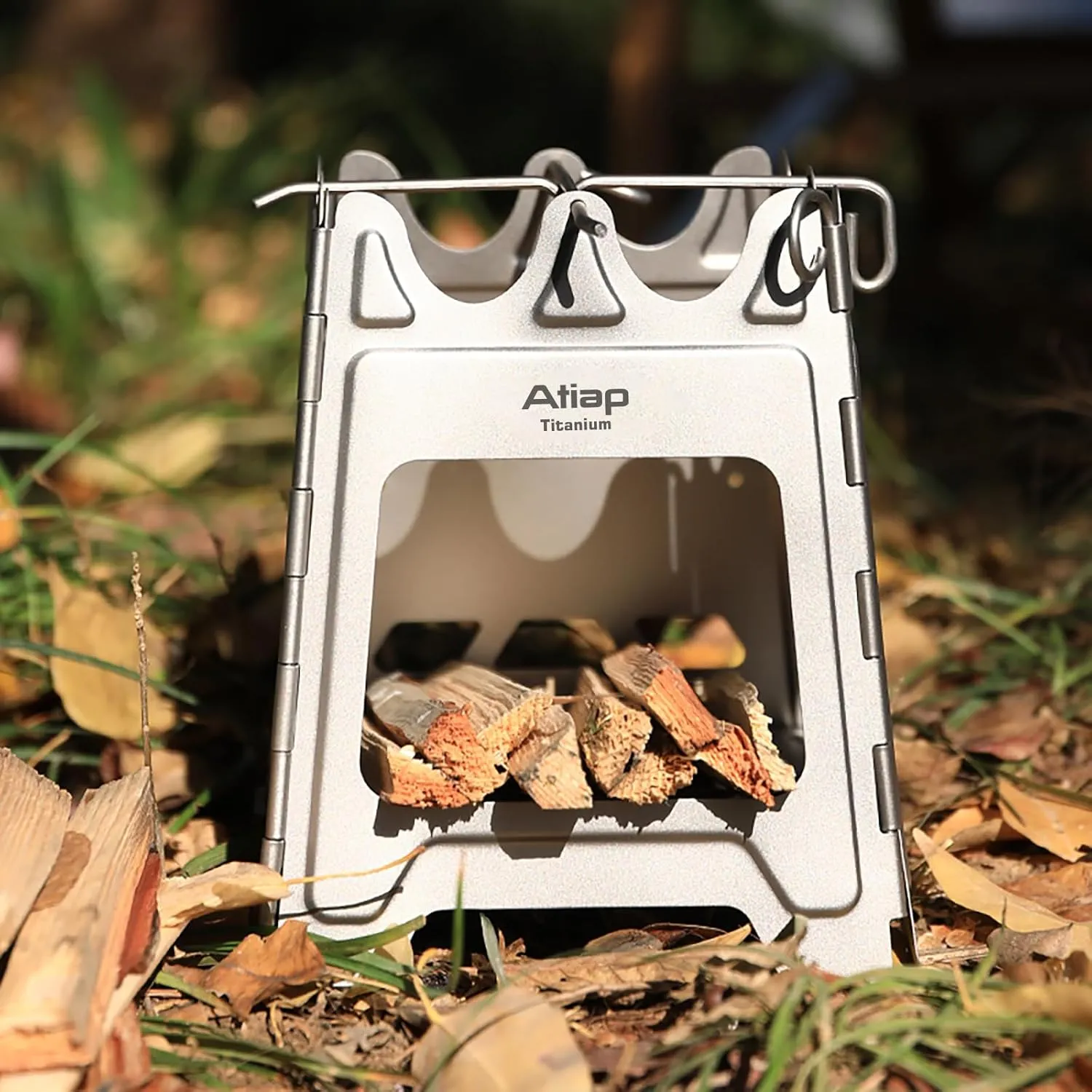Ultralight Titanium Wood Burning Stove Outdoor Camping Multi-Fuels Alcohol Stove BBQ Stove WS009ST-Ti (Foldable Wood Burning Stove)