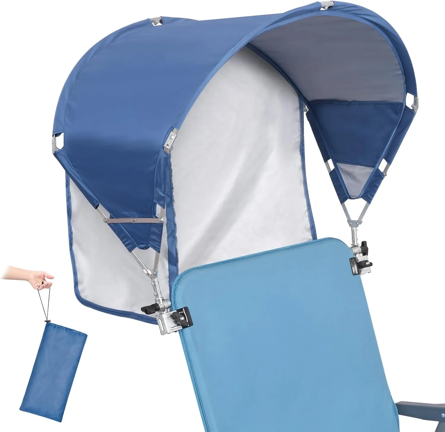 Universal Chair Umbrella Canopy, UPF 50  Sun Shade with Adjustable Clamp Clip for Beach Chair, Outdoor Camping Chair, Sports Chair, Lawn Chair, Tanning Chair, Zero Gravity Chair, Navy 2 Pack