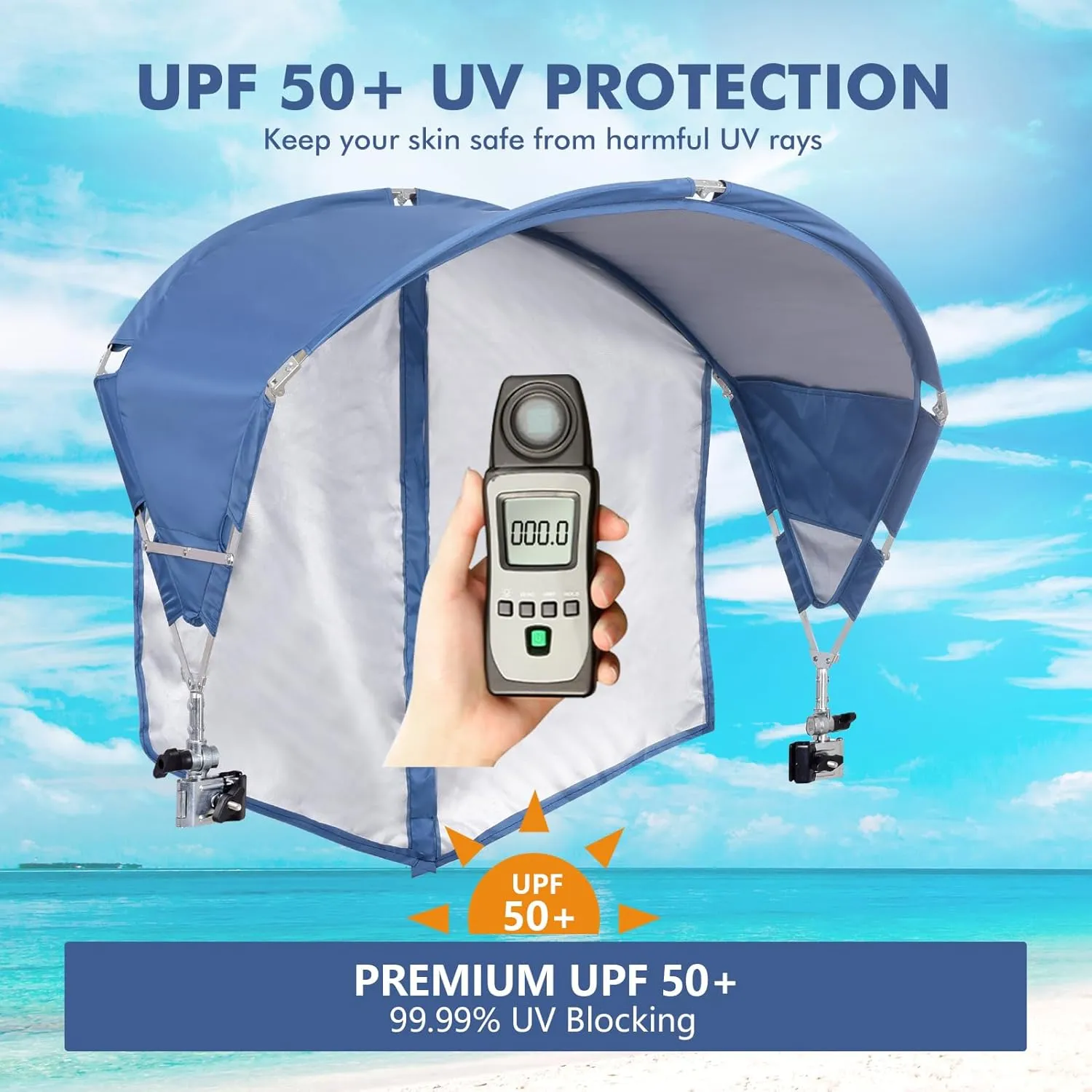 Universal Chair Umbrella Canopy, UPF 50  Sun Shade with Adjustable Clamp Clip for Beach Chair, Outdoor Camping Chair, Sports Chair, Lawn Chair, Tanning Chair, Zero Gravity Chair, Navy 2 Pack