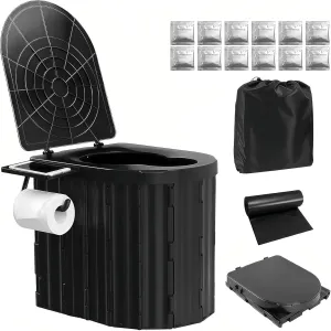 UOPBYEA Portable Camping Toilet for Adults with Handle and Detachable Bracket, Outdoor Toilet for Camping Toilets Portable Potty, Bucket Toilets for Tent, Beach, Travel, Hiking, Car, RV, Truck Driver