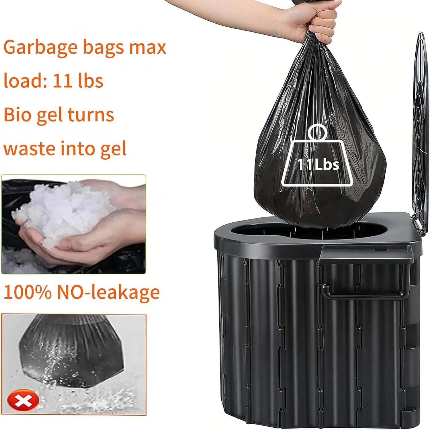 UOPBYEA Portable Camping Toilet for Adults with Handle and Detachable Bracket, Outdoor Toilet for Camping Toilets Portable Potty, Bucket Toilets for Tent, Beach, Travel, Hiking, Car, RV, Truck Driver