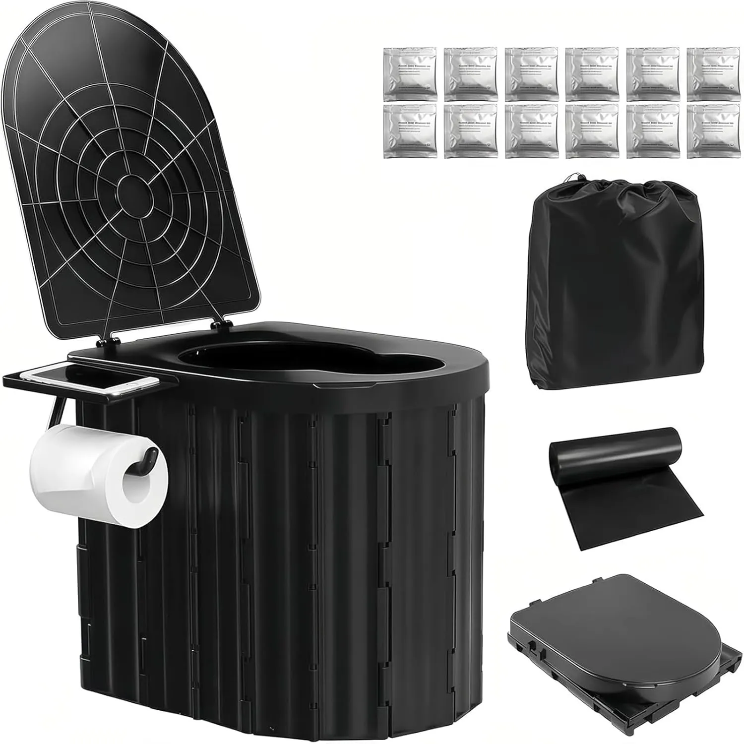 UOPBYEA Portable Camping Toilet for Adults with Handle and Detachable Bracket, Outdoor Toilet for Camping Toilets Portable Potty, Bucket Toilets for Tent, Beach, Travel, Hiking, Car, RV, Truck Driver