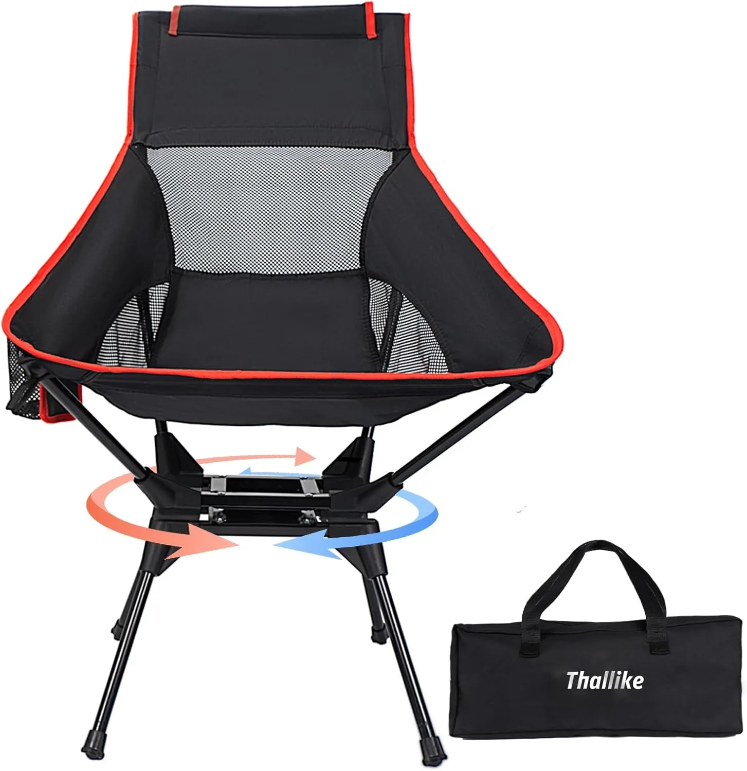 Upgraded 360° Swivel Folding Camping Chair, Lightweight High Back Portable Chairs with Head Support, Compact & Stable for Outdoor Camp, Travel, Beach, Picnic, Festival, Fishing, Hiking, Backpacking