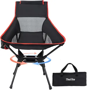 Upgraded 360° Swivel Folding Camping Chair, Lightweight High Back Portable Chairs with Head Support, Compact & Stable for Outdoor Camp, Travel, Beach, Picnic, Festival, Fishing, Hiking, Backpacking