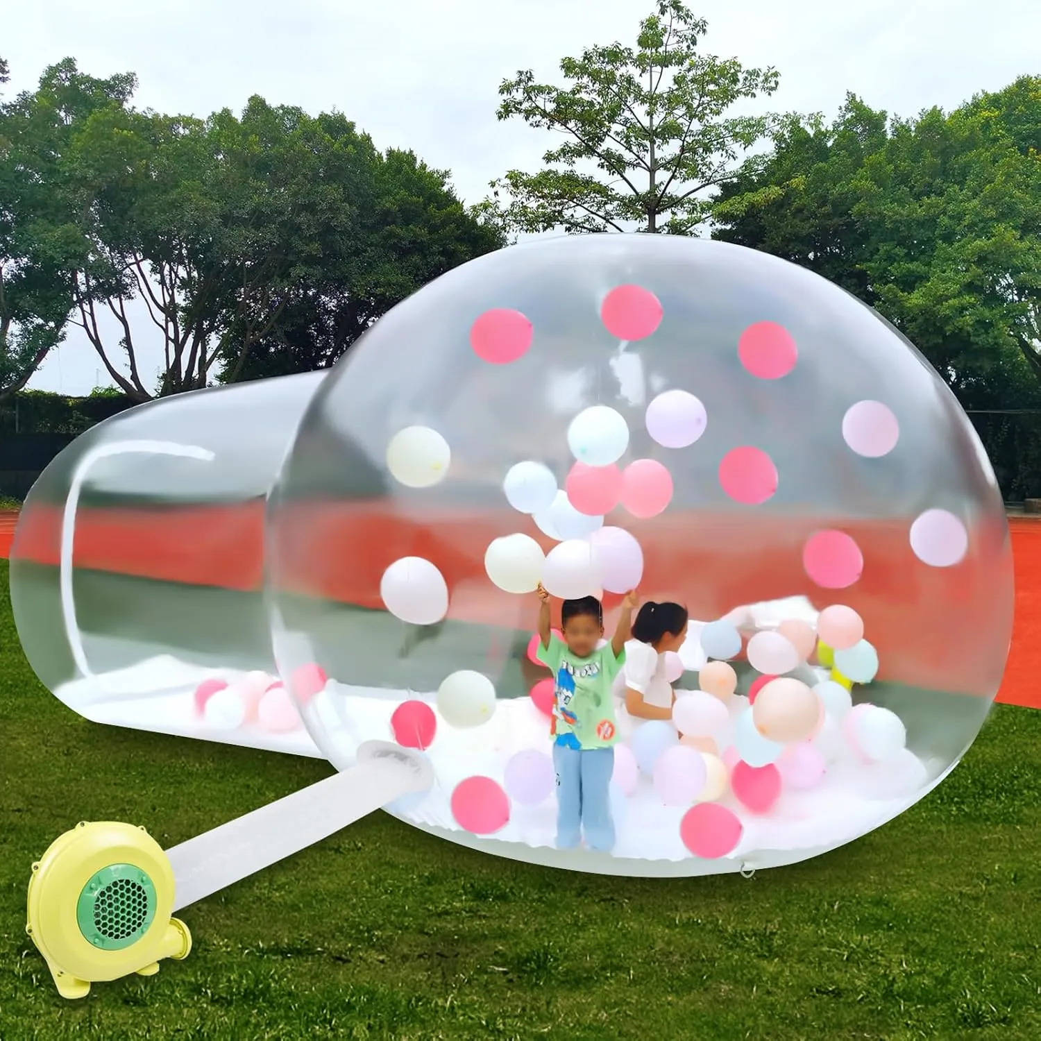Upgraded Clear Bubble Tent, Outdoor Inflatable Camping Tent with Air Blower, Pop Up Sports Tent for Fishing & Outdoors, Spacious Interior, All Weather Shelter for Watching Sports, Cheering