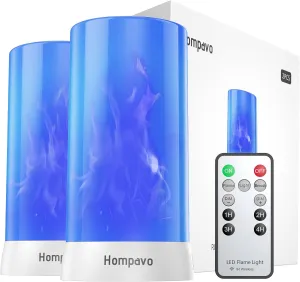 【Upgraded】 LED Flame Lights with Remote & Timer, 4-Mode Rechargeable Battery Operated Flameless Candles, Waterproof Pillar Flickering Lanterns for Room Patio Wedding Halloween Home Decor, Blue
