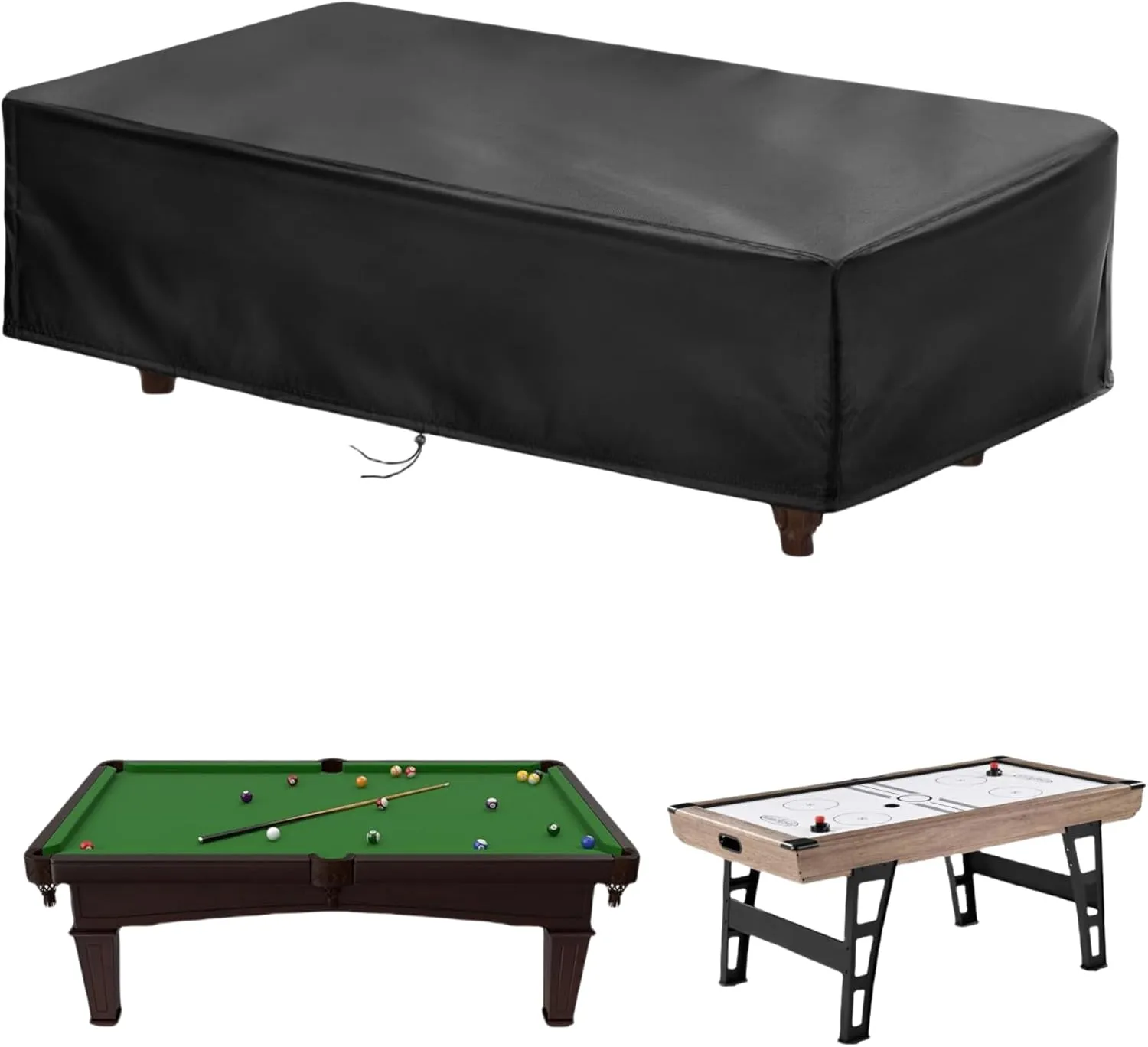 【Upgraded】Pool Table Cover Waterproof, 9 Ft Billiard Table Cover, 600D Heavy Duty Air Hockey Table Cover - 113x61x32in, Black