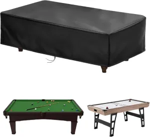 【Upgraded】Pool Table Cover Waterproof, 9 Ft Billiard Table Cover, 600D Heavy Duty Air Hockey Table Cover - 113x61x32in, Black
