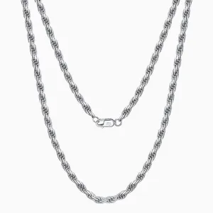 Urban Chic Pure Color Twist Rope Sterling Silver 1.2MM Chain NeckLace