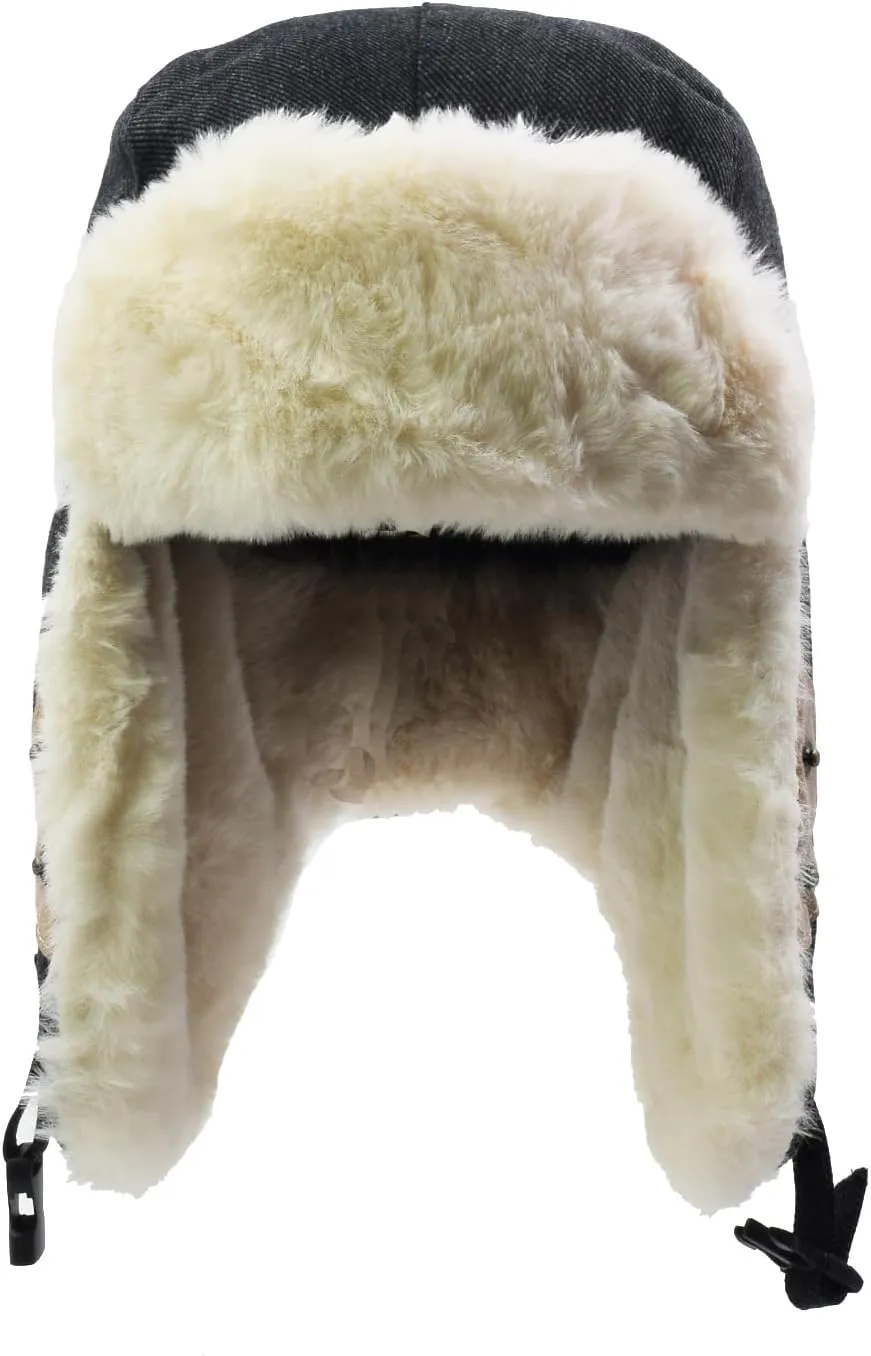 Ushanka Trapper Hat for Women Men with Faux Fur Outdoor Winter Aviator Hat