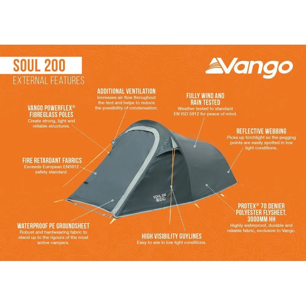 Vango Soul 200 Pole Deep Blue 2 Person Tent