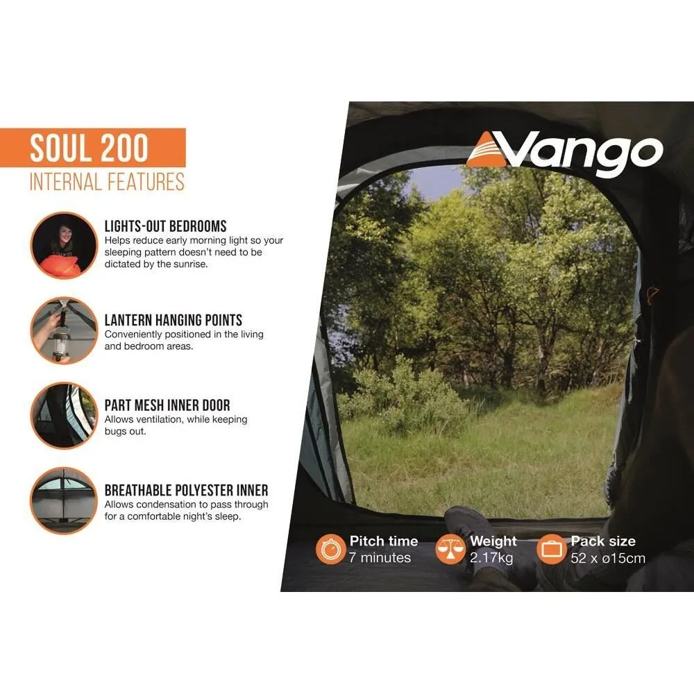 Vango Soul 200 Pole Deep Blue 2 Person Tent