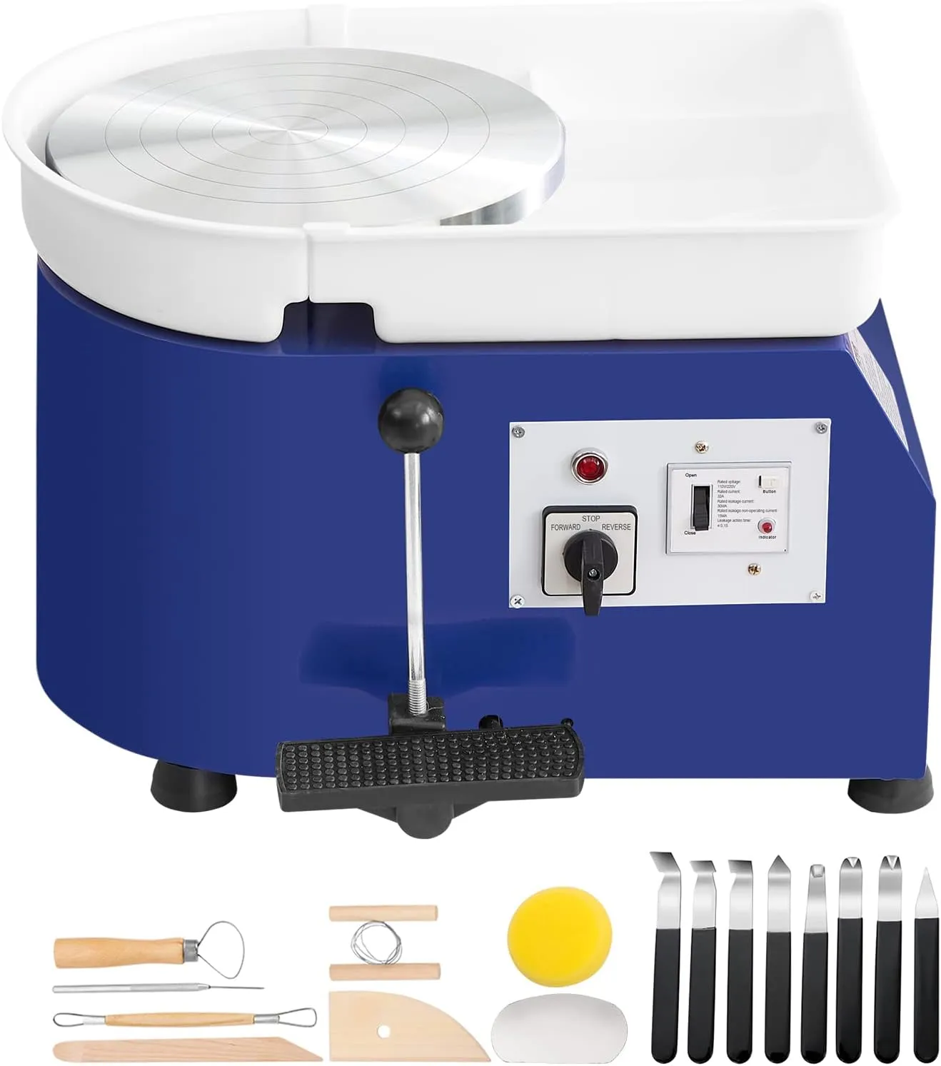 VEVOR 11inch Pottery Wheel, 350W Ceramic Wheel Forming Machine, Adjustable 60-300RPM Speed Handle and Foot Pedal Control, ABS Detachable Basin Sculpting Tool Apron Accessory Kit for Work Art Craft DIY