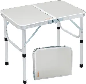 VEVOR Folding Camping Table, 24x16 inch Lightweight Fold Up Desk, Adjustable Height Ultra Compact Work Tables, Aluminum & MDF Outdoor Portable Side Desks for Cooking Beach Picnic Travel, Silver