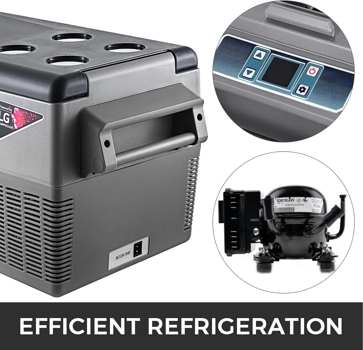 VEVOR Portable Refrigerator 37 Quart(35 Liter),12 Volt Refrigerator App Control(-4℉~68℉), Car Refrigerator with 12/24v DC & 110-240v AC for Camping, Travel, Fishing, Outdoor or Home Use