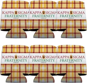 VictoryStore Can and Beverage Coolers - Kappa Sigma, Plaid Design, Set of 6